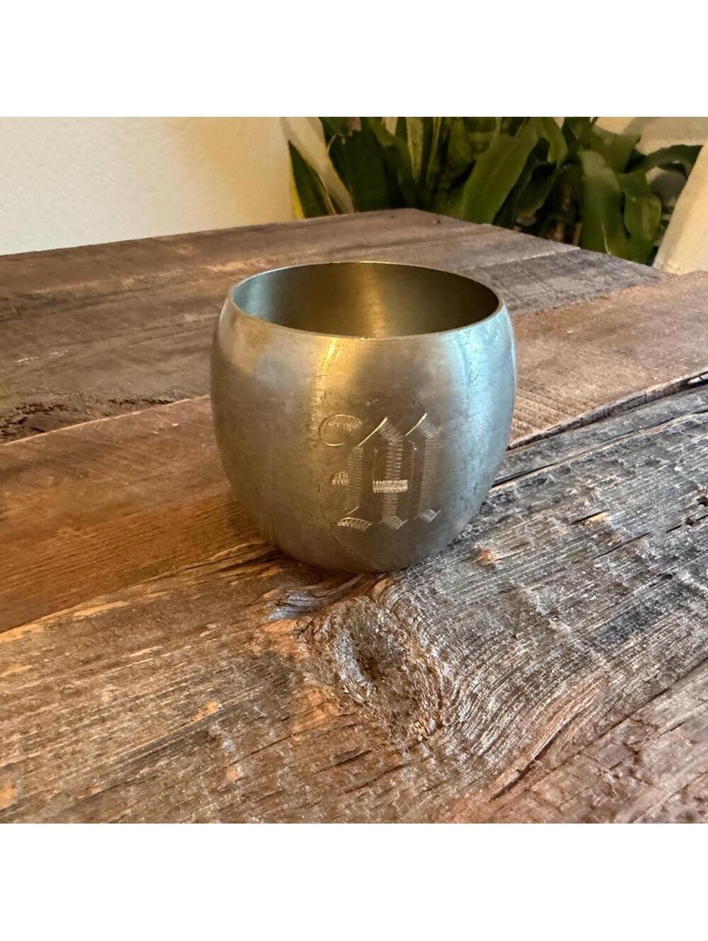 Vintage Monogrammed Metal Cup/Container
